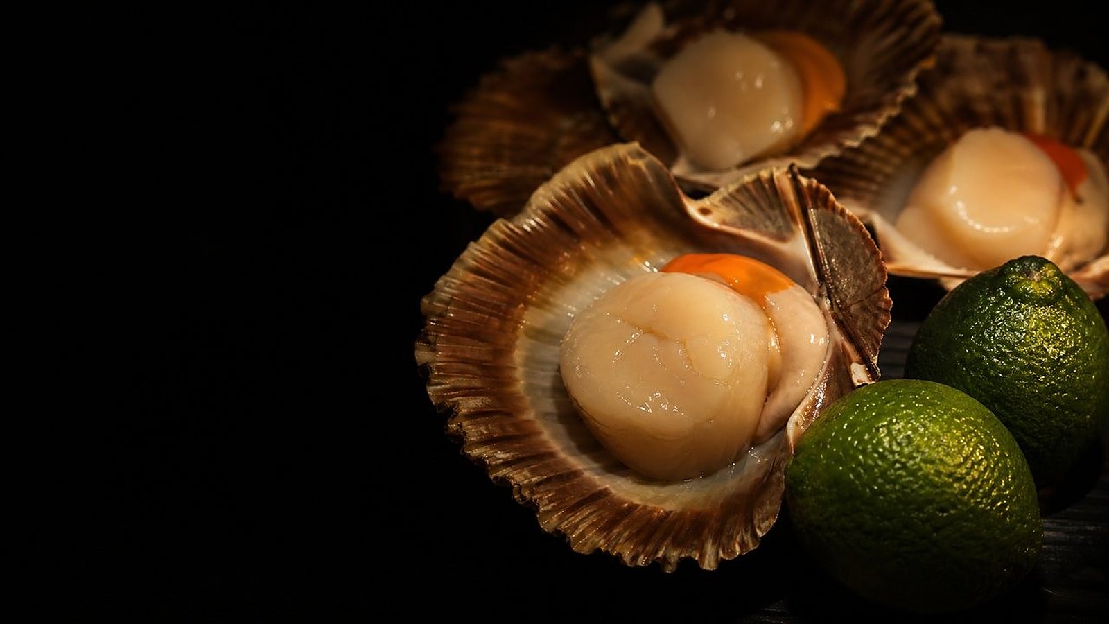 Movement three — scallop over coals, caramelised durian, charred lime